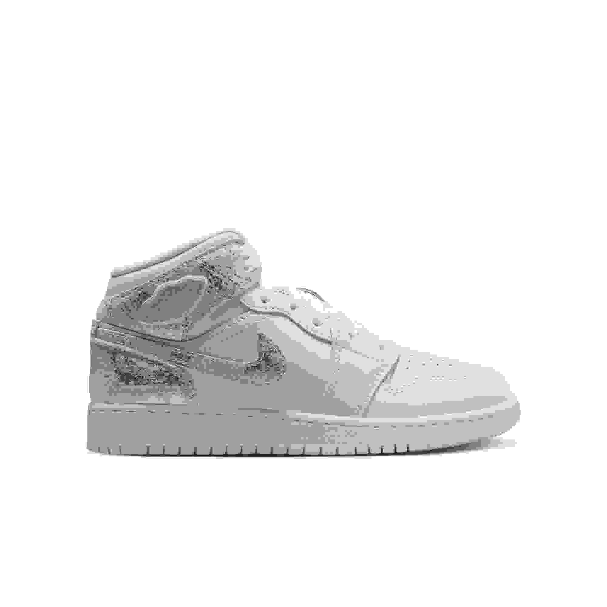 Jordan 1 Mid SE Grade School Boys' "White/Field Silver" Shoe